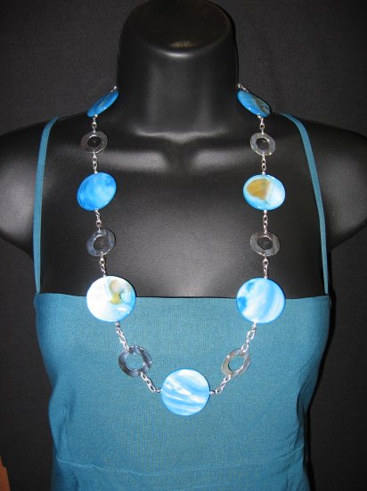 29" Turquoise Ripple Shell Necklace