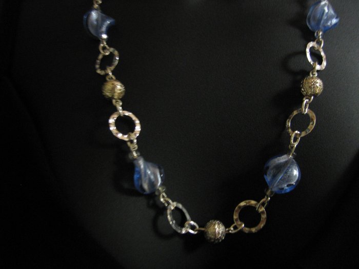 24" Blue Glass Necklace
