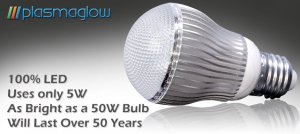 5 -WATT HOME LED BULB ( WHITE,DIMMABLE)110V/220V - LASTS UP TO 50YEARS!