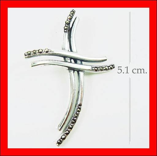 .925 Sterling Silver Marcasite Cross Pendants