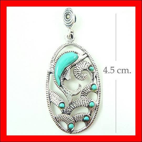 .925 Sterling Silver Turquoise Dolphin Pendants