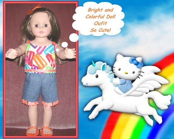 Doll Cream Pops Top with Ribbon Shorts