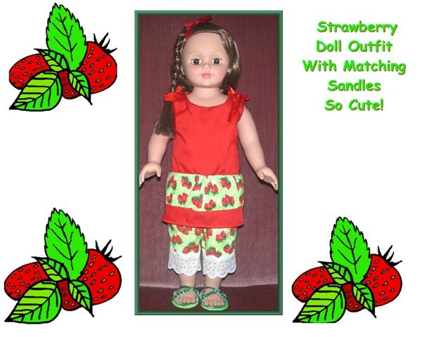 Doll Top with Leggins, Sandals Strawberry Patch