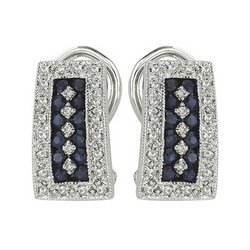 14K White Gold Sapphire & Diamond Earrings