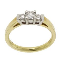 3 Stone 1/2 Carat Diamond 18K Two-Tone Gold Ring