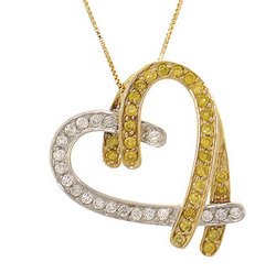 1/2 Carat Diamond 14K Two-Tone Gold Heart Pendant Necklace