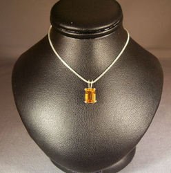 Sterling Silver Emerald Golden Citrine Pendant