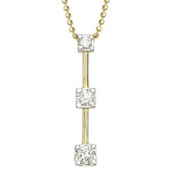 14K Yellow Gold Prong Set Round Diamond Necklace