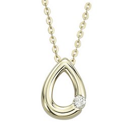 14K Yellow Gold Pear-Shape Diamond Pendant & Necklace
