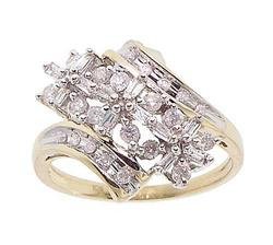 Diamond Gold Flower Cocktail Ring