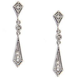 Sparkling Diamond 14K White Gold Dangle Earrings