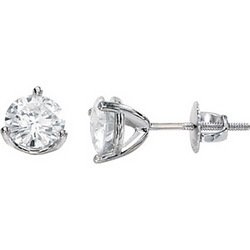 14K White Gold Created Moissanite Earring