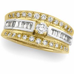 14K Two Tone Gold Diamond Bridal Engagement Ring