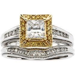 14K Two Tone Gold Diamond Bridal Engagement Semi Mount Ring