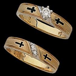 14K Yellow Gold Religious Bridal Set W/Diamond