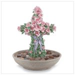 Rose Covered Cross Water Fountian