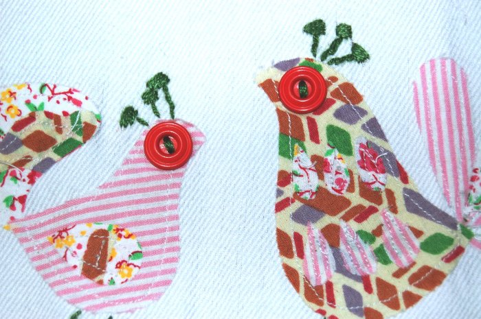 BIRDIE DISH TOWEL applique by anthropologie NWT