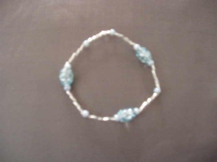 baby blue and silver beaded bracelet