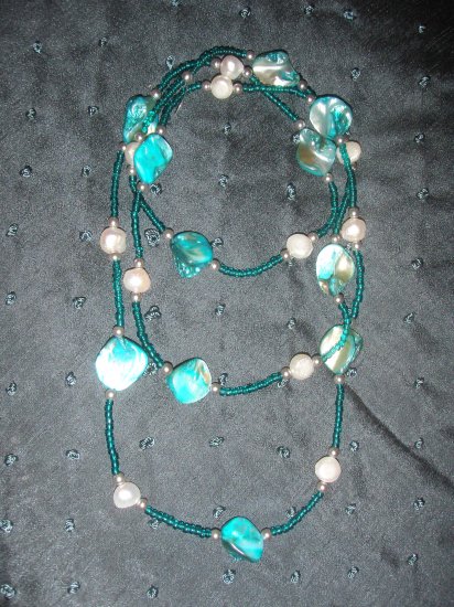turquoise stone double strand necklace