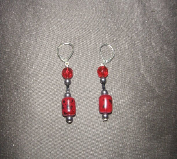 red beaded earring