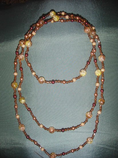 double strand multi color brown beaded necklace