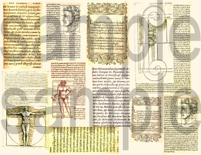 Vintage FRENCH Text & Graphics Digital Collage Sheet