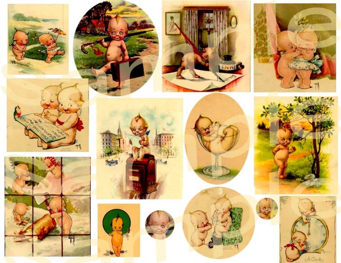 Vintage KEWPIES KEWPIES KEWPIES Digital Collage Sheet