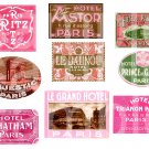 Vintage PARIS in Pink...Luggage Labels...Travel......Digital Collage sheet