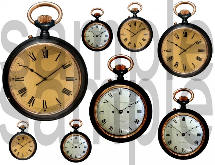 Vintage Clock Faces Pocket Watches...Just what you NEED... Digital Collage Sheet