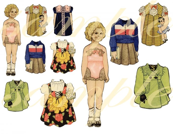 Vintage Shirley Temple Paper DOLL Images Digital Collage Sheet