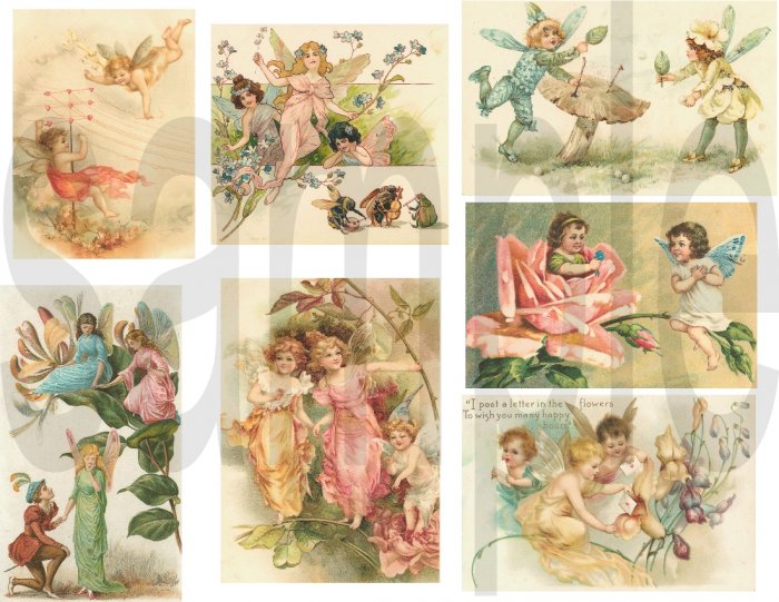 Vintage Victorian Fairy.... Fairies ...Pastel...Adorable...Digital Collage Sheet