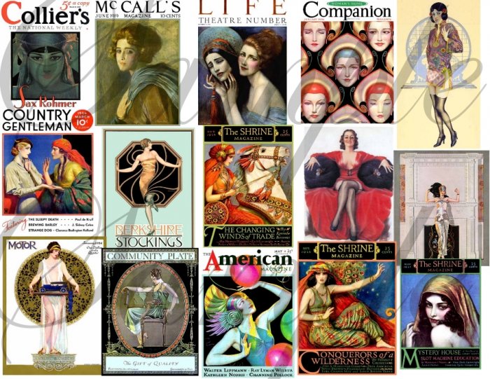 Vintage Exotic Magazine Cover Girls Digital Collage Sheet