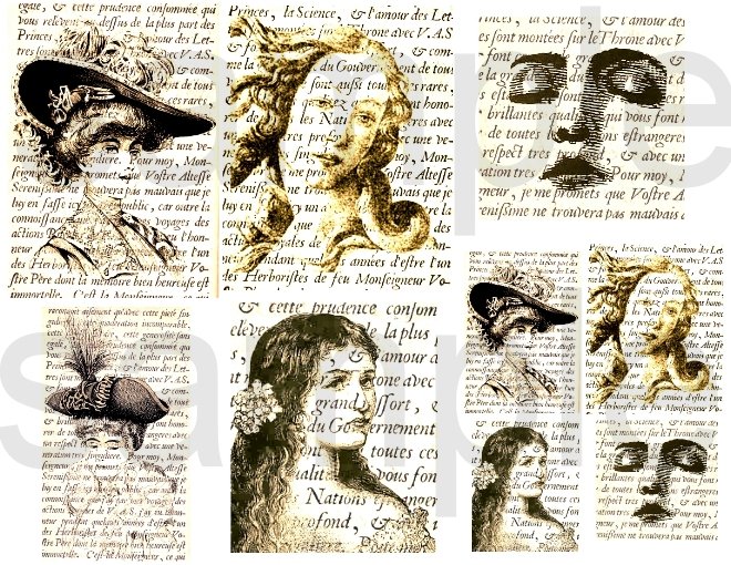 Fabulous Feminine French Faces... Altered Digital Collage Sheet