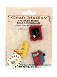 1" Painted Resin Embelishments-Kids School Stuff