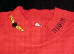 Red Long Sleeve Shirt with Embroidered Collar