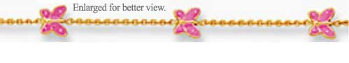 14kt Gold Anklet Titled - Pink Butterfly