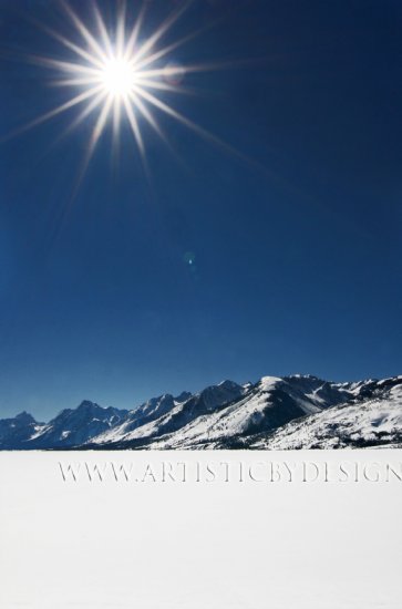 Sunburst Over a Frozen Jackson Lake - 20"x 30" Signed Print