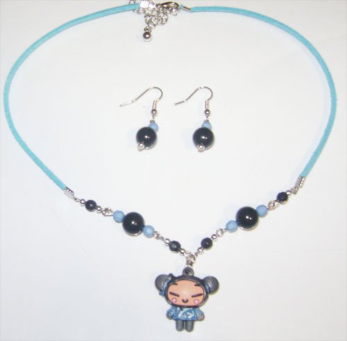 Blue Pucca Necklace & Earring Set