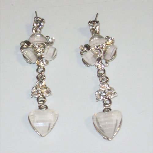 White Acrylic Heart Earrings