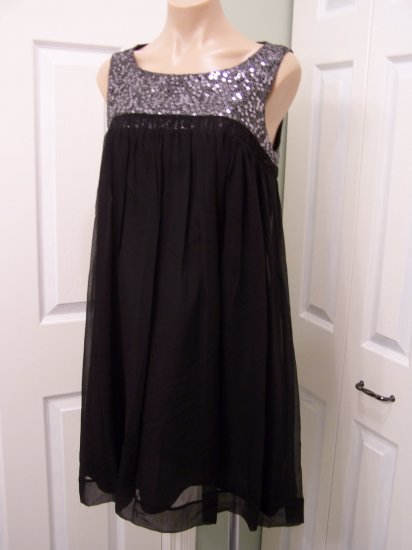 Calvin Klein Black/Silver SILK Mini Dress size 8