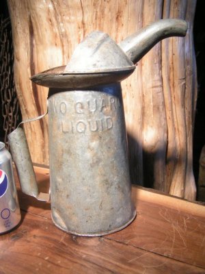 Galvanized Oil Can Metal Petroliana NYC-PA 2 Qt Type Q