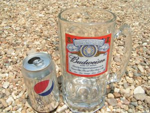 1990 TALL Big THICK Glass Budweiser Mug Stein