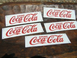 FIVE Drink Coca Cola Porcelain small Coke plaque s ecr