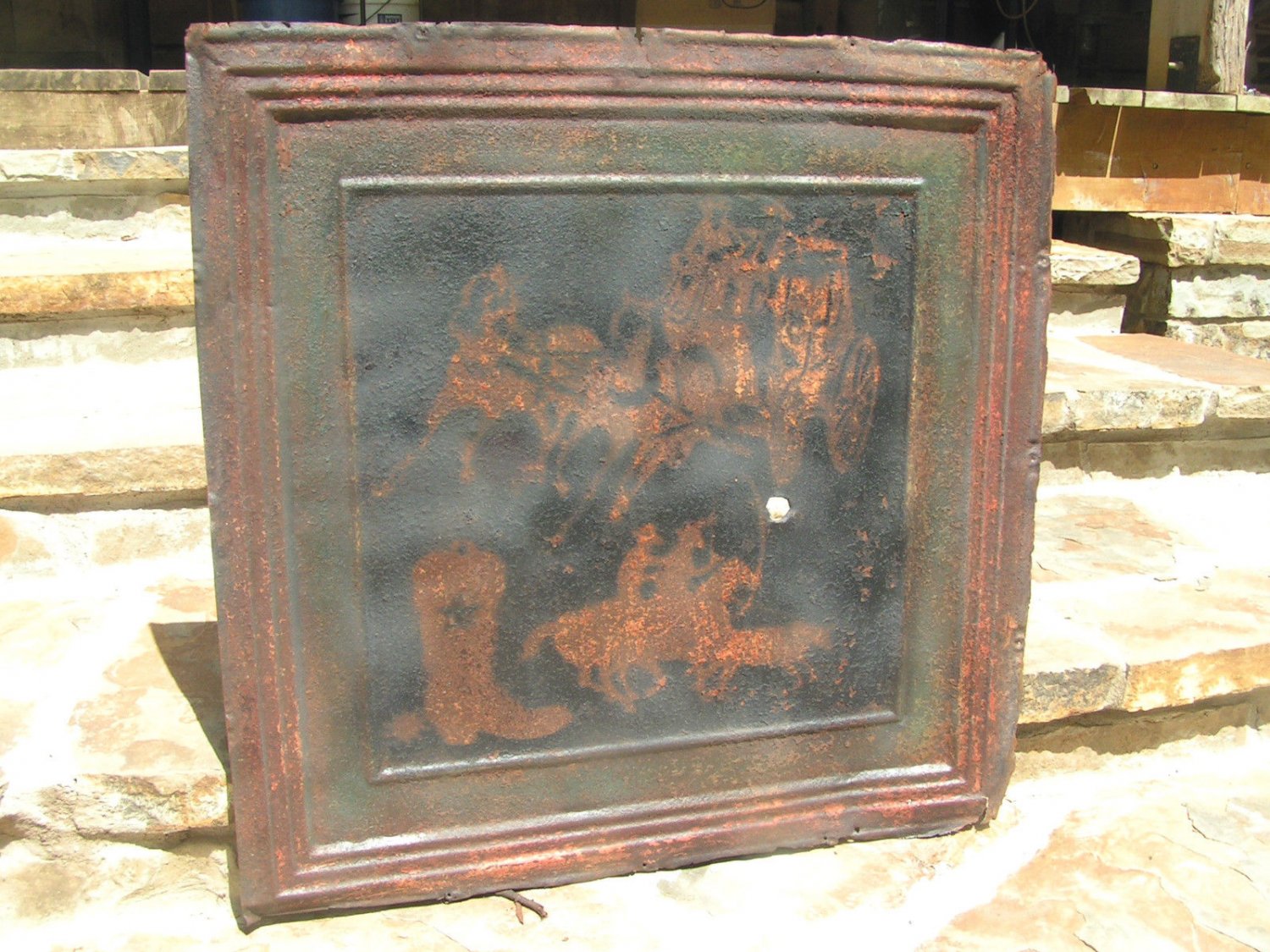 Antique Ceiling Tin Wall Tile Western Cowboy Art Kitchen Backsplash Cowgirl CC ec