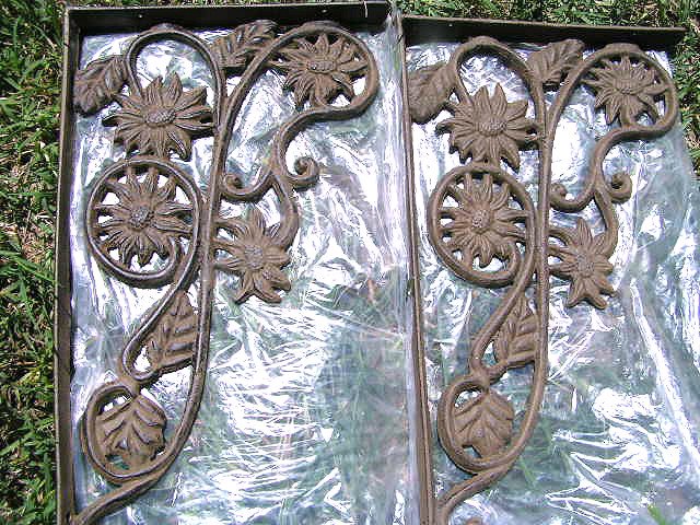 Cast Iron SUNFLOWER Wall Shelf Brackets Corbels Braces Ecr