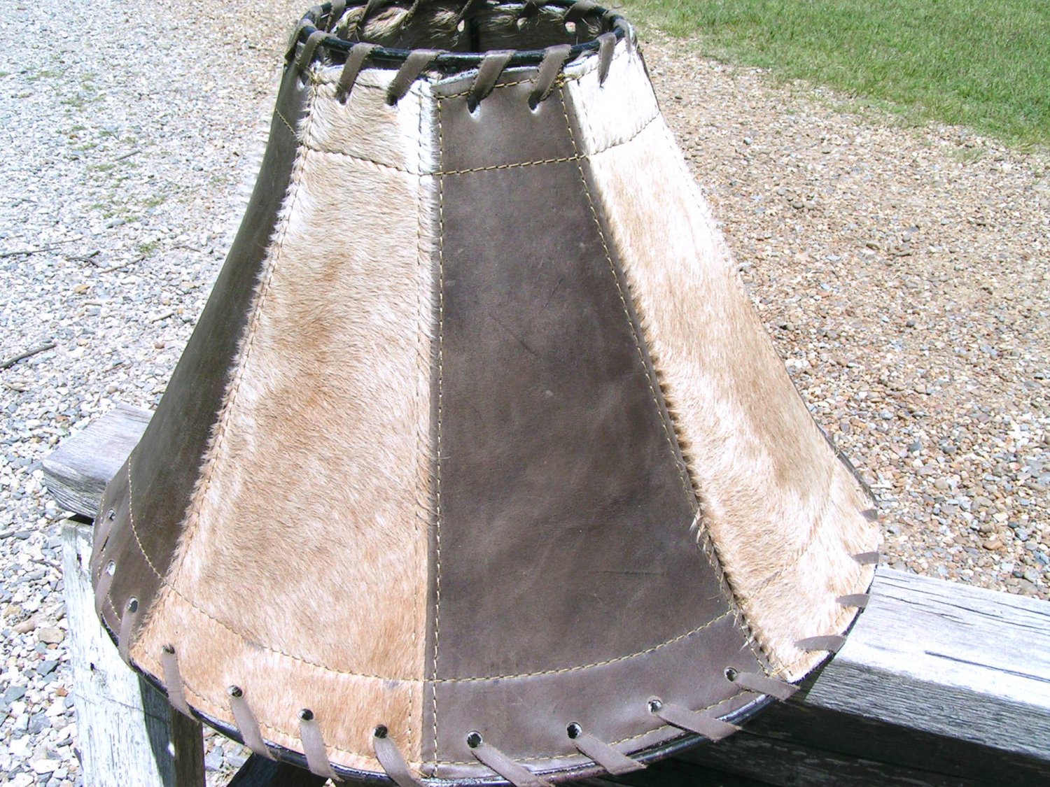 Cowhide Leather Lamp Shade Rustic Western 1334 ec