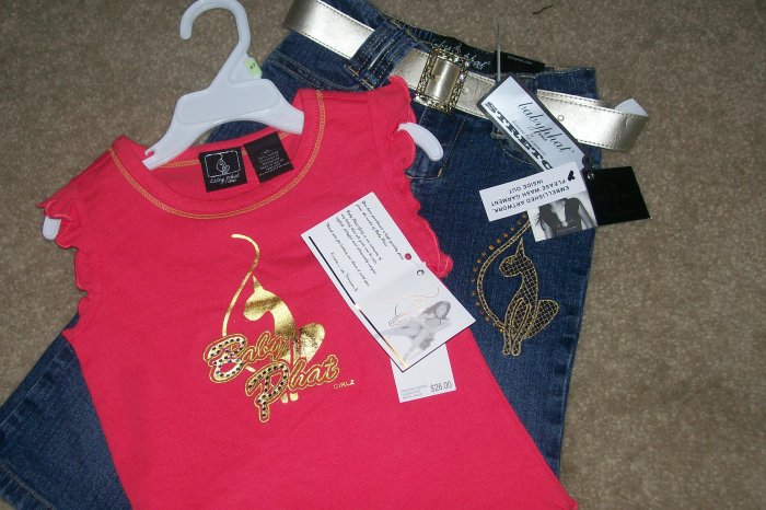 ON SALE!! NWT BABY PHAT RUFFLED SLEEVE SHIRT...SZ. 4T & BABY PHAT CAPRI OR REGULAR PANTS SZ. 4