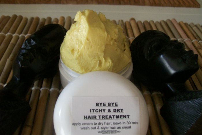 BYE, BYE ITCHY INFECTED AND DRY HAIR TREATMENT®- shampoo, conditioner, dandruff, scalp, shea butter