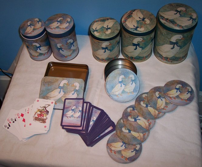 Set of Geese Tins, Coasters, Playing Cards
