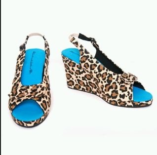 Saints & Sailors Leopard Print Wedge Shoes sz 7